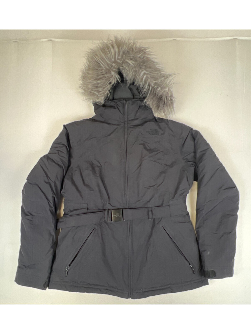 The North Face Parka Womens Medium HyVent Black Goose Down Faux Fur Hood Coat